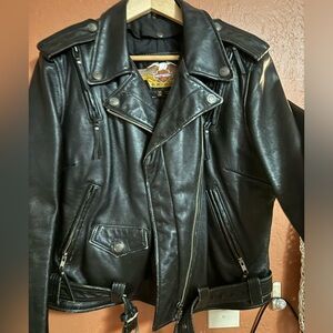 VINTAGE Harley Davidson Motorcycle Leather Jacket Size Medium Good Condition